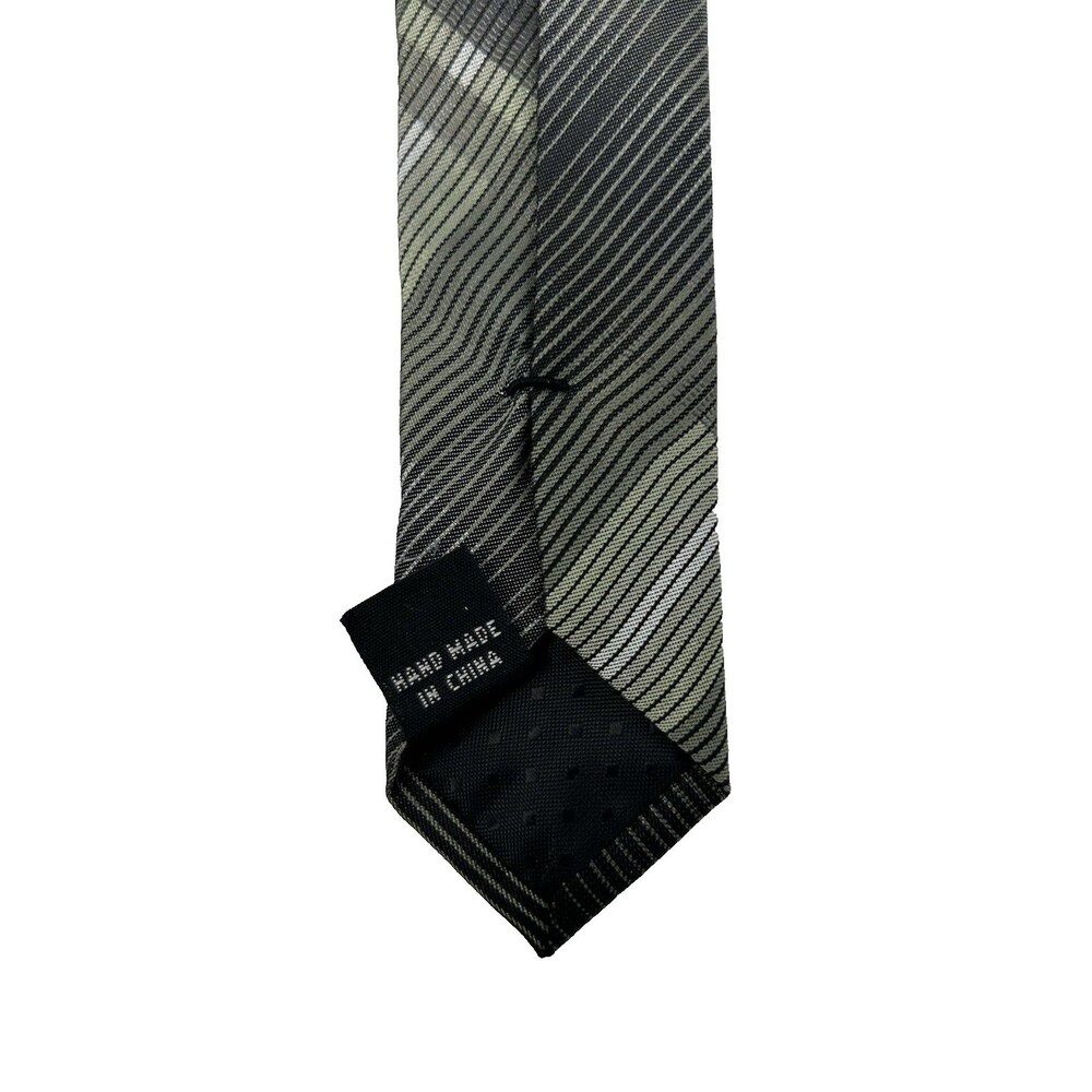 Pierre Cardin Black &‎ Gray Diagonal Striped  100% Silk Tie  57.5" L x 3.75" W - Picture 6 of 6